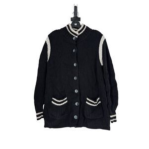 525 America Women's‎ Black White  Long Sleeve Buttoned Cardigan Sweater Medium